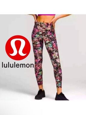 🍋 Lululemon Fast and Free High-Rise Tight 25" Stencil Blossom Multi Color LLL